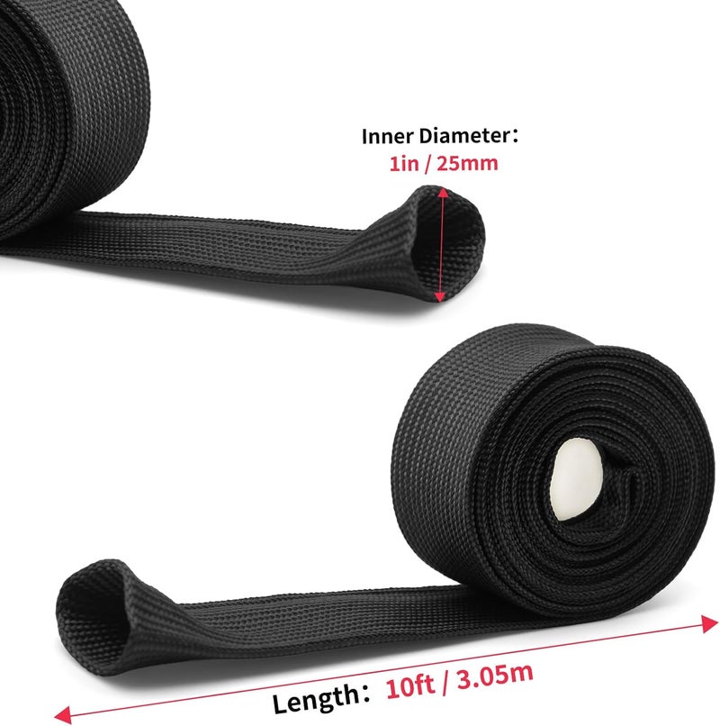 AggSound Heat Shield Sleeve 1" ID X 10' - Fuel Line Hose Protector for Car Spark Plug Wire Heat Shield Wrap Automotive Insulation Protection Boots Roll, Brake Cable, Hose & Wire Loom Cover, Black - Image 2
